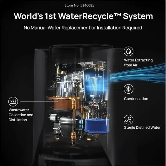 F1 Robot Vacuum Mop with WaterRecycle System 13000Pa Suction Self-Cleaning Extendable Roller Self-Emptying & Refilling Black
