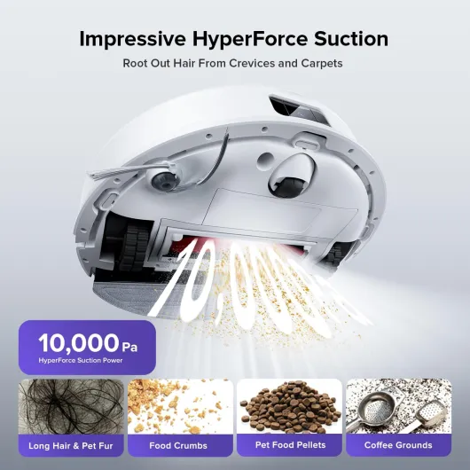 Q10 S5 Robot Vacuum Cleaner with Mop, 10,000 Pa HyperForce Suction, Dual Anti-Tangle Brushes, VibraRise 2.0 & Auto Lifting Mopping System, Smart Obstacle Avoidance, Ideal for Pet Hair, White Q10 S5 White