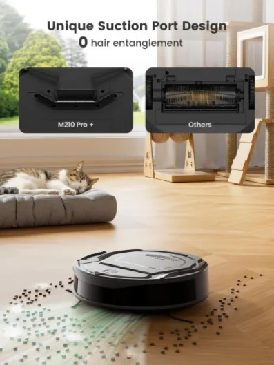 M210P Robot Vacuum Cleaner Black - PreciSense Obstacle Avoidance, 2200Pa, Small Robot 7.8cm Thin 28cm DIA, 140 Mins Runtime, Self-Charging, for Pet Hair/Hard Floors M210P-1 Black
