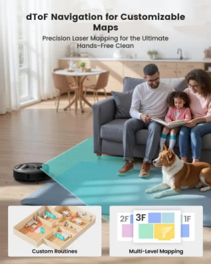 M330 Pro Robot Vacuum Cleaner with Mop, 5000Pa Suction, Laser Navigation with 190° Obstacle Detection, WiFi 2.4G/5G & App/Alexa Control,150 Mins Runtime M330Pro Black