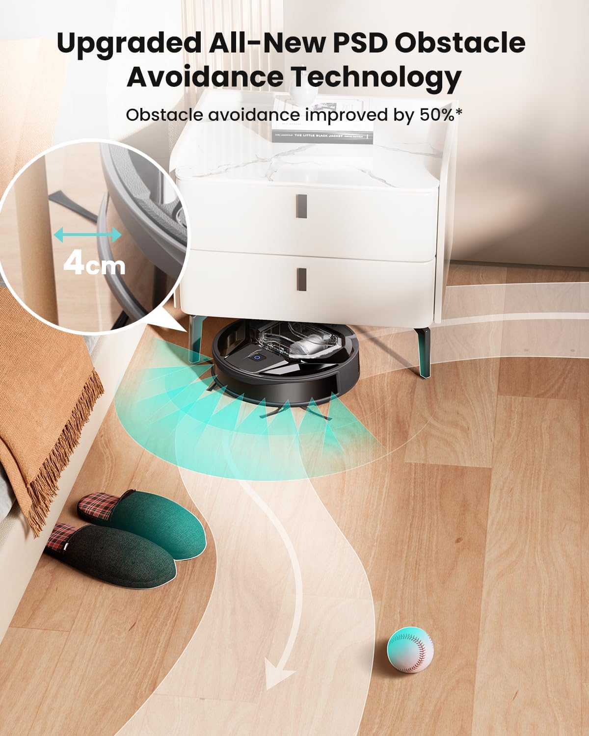 M320 Robot Vacuum, 6000Pa Strong Suction, 7.9cm Slim, 28cm DIA, 210min Runtime, Automatic Carpet Detection, Disposable Mop Pads, 2.4G Wi-Fi, Alexa/APP Control, Ideal for Pet Hair & Hard Floors