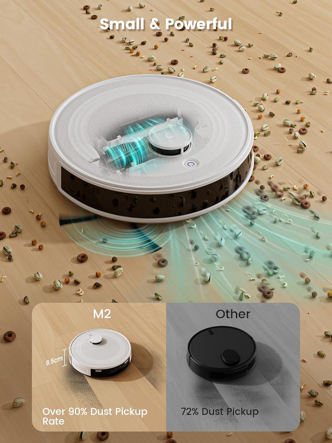 M2 Robot Vacuum Cleaner with Mop Room Mapping, 6000Pa, dToF Laser Navigation, 140 Minute, 2.4G/5G Wi-Fi/App/Alexa, Customizable Cleaning, Ideal for Carpets, Hard Floors and Many Furnished Homes M2 White