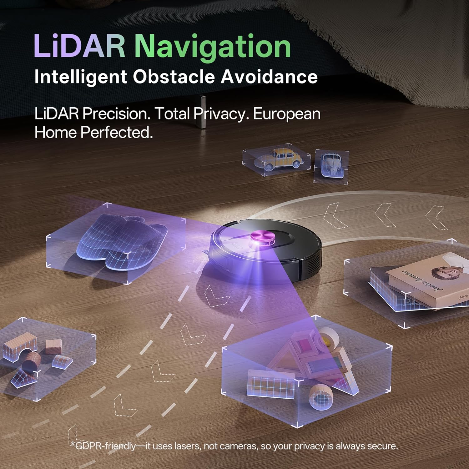 Robot Vacuum and Mop with Multi-Cyclone Bagless Self Emptying Docking Station, 10000Pa Suction, LiDAR Navigation, 5 Maps, 180Min Runtime, Robotic Vacuum for Pet Hair, Carpet and Hard Floor Large