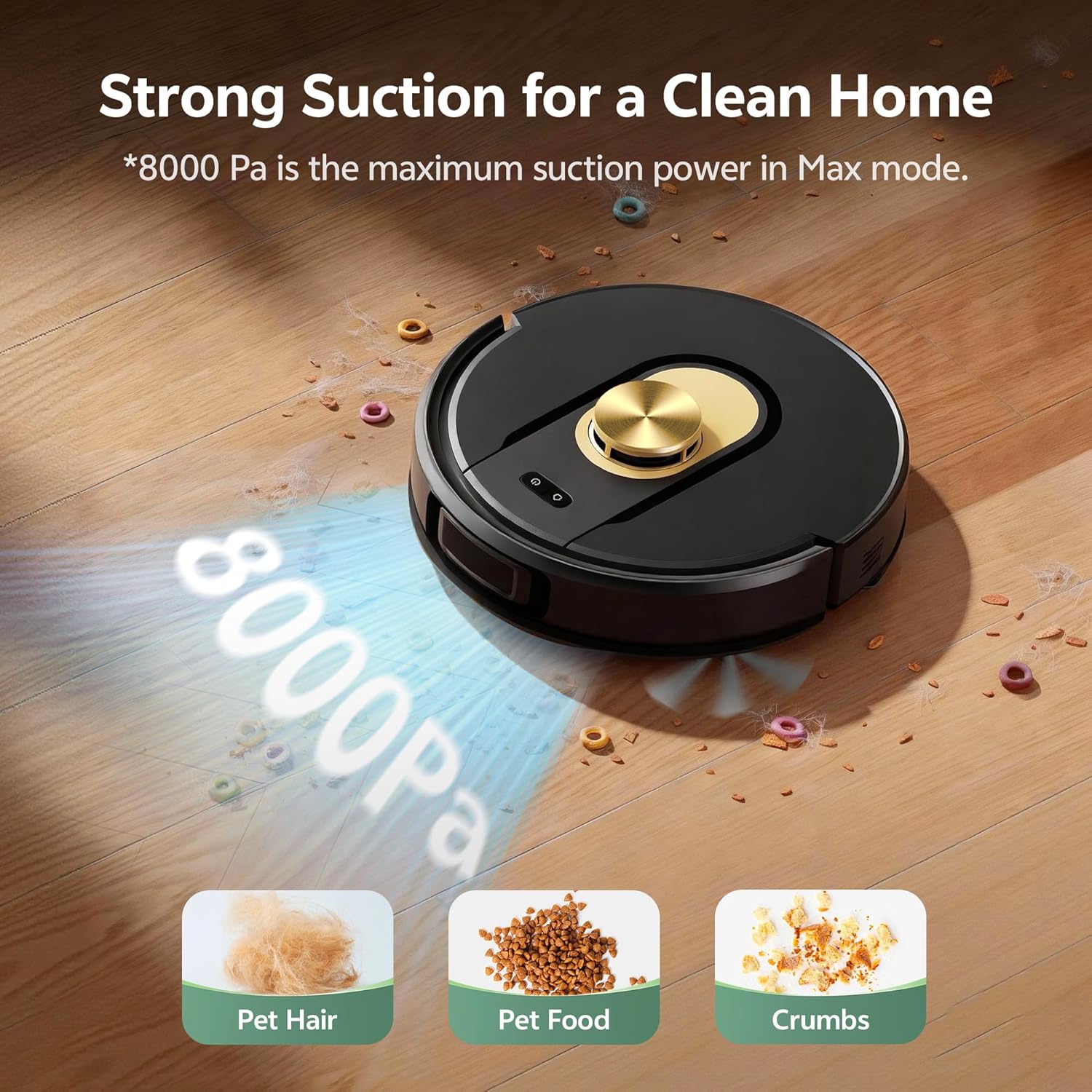 W9 Robot Vacuum Cleaner with Mop,8000Pa Robotic Vacuum with LiDAR Navigation,15 No-go Zones, 150 Min Max Runtime, App Control, 3-in-1 Sweep and Mop Robot for Pet Hair, Carpet and Hard Floors M Black