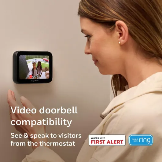 New Honeywell Home X8S WiFi Smart Thermostat with Video Doorbell Compatibility, IAQ Control, and Customizable Touchscreen Display, Black Black No Sensor