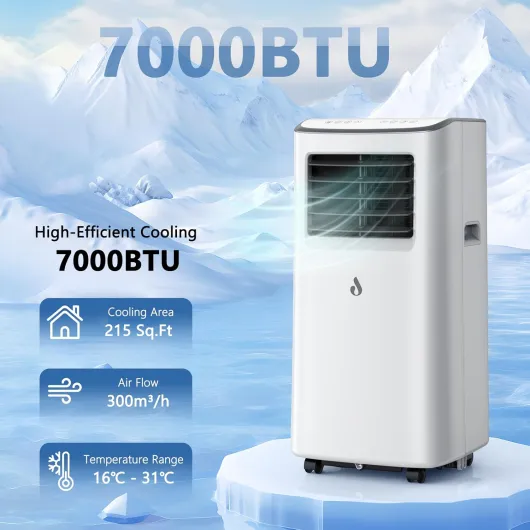 Air Conditioning Unit, Portable Air Conditioner with 4-in-1 Cooling & Fan & Dehumidifier & Sleep Mode Function, Air Conditioners with Digital Display & Remote Control, 24H Timer for Room up to 215 ft