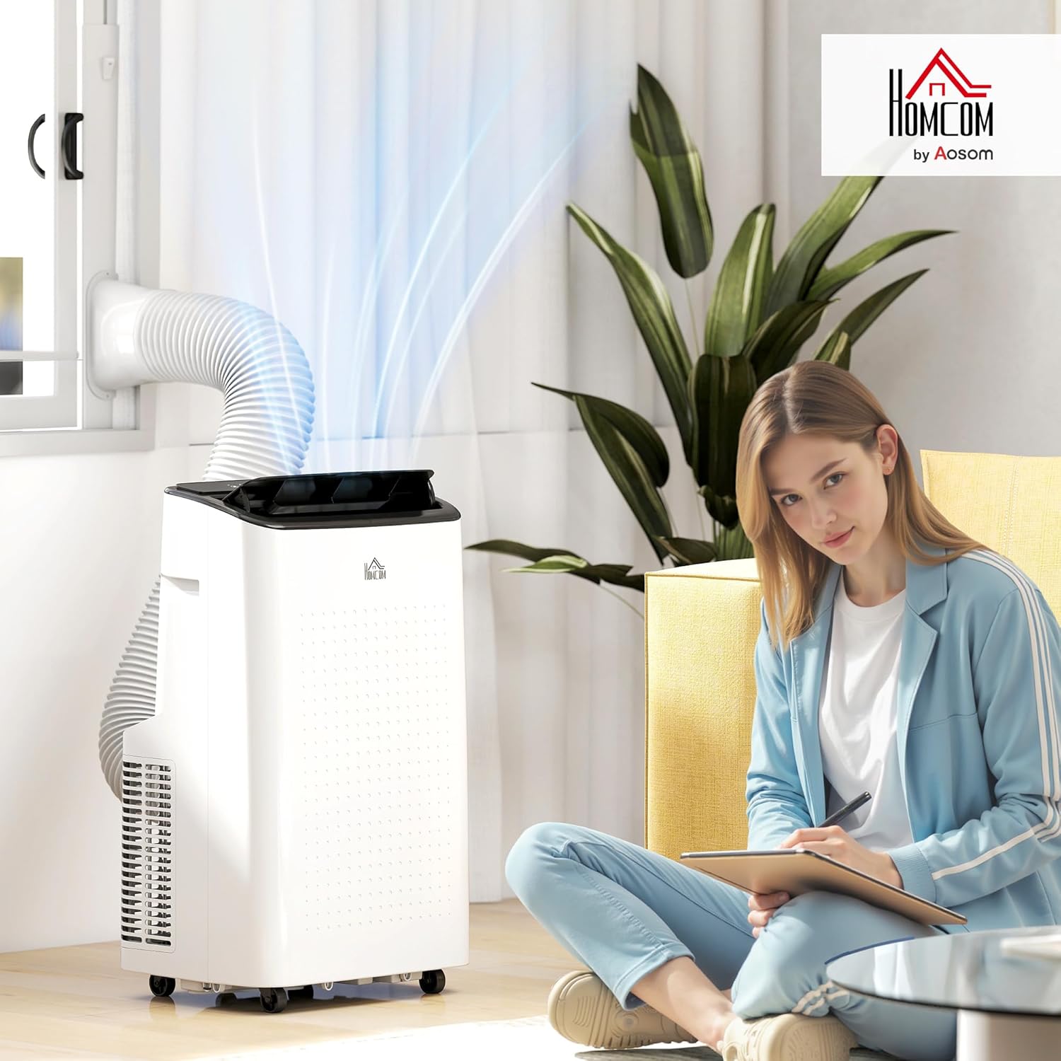 Portable Air Conditioner 14000 BTU, Smart Home WiFi Compatible, App & Voice Control, 4-in-1 Air Conditioning Unit with Cooling, Fan, Dehumidifier, Sleep Mode, 24H Timer, Window Kit, 35m² 14,000 BTU