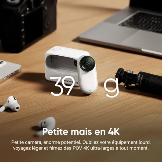 Insta360 GO 3S Noir Minuit (128GB) - Petite caméra de vlog 4K, POV Mains Libres, Montage Partout, stabilisation, 140 Min d'autonomie, étanche à 10 m, édition IA, pour Voyage, vlog Noir minuit Standard (128GB)