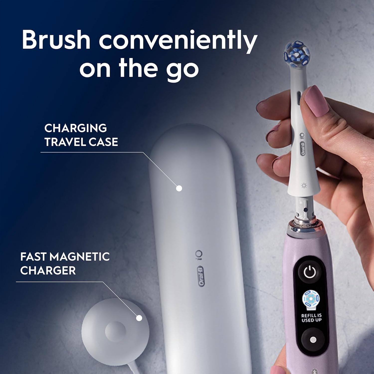 Oral-B iO9 Electric Toothbrushes For Adults, App Connected Handle, 3 Toothbrush Heads, Charging Travel Case and Toothbrush Head Holder, 7 Modes, 2 Pin Plug, Rose iO9 Rose