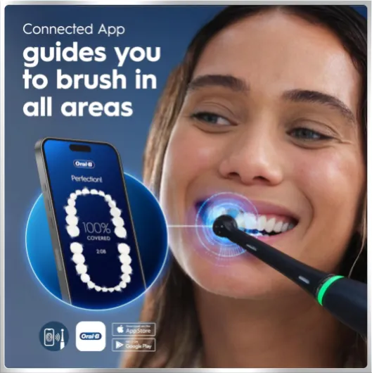 Oral-B iO6 Electric Toothbrush for Adults, Black, 5 Cleaning Modes with Teeth Whitening, Includes 3 Brush Heads, Long-Lasting Battery with Travel Case for Home and Travel, 2 Pin Plug iO6 Black Io6 Black