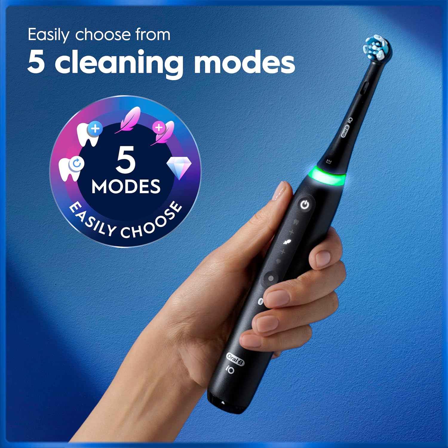 Oral-B iO5 2x Electric Toothbrushes For Adults, 2 Handles, 2 Toothbrush Heads & 1 Travel Case, 5 Modes, Teeth Whitening, UK 2 Pin Plug, Black & Pink iO5 Black/Pink (Duo)