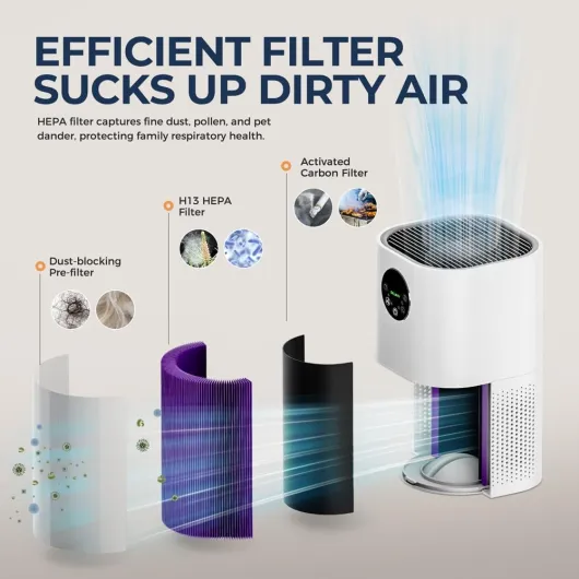 2-in-1 Air Purifier and Humidifier H13 HEPA Carbon Filtration for 20–50㎡ Bedroom Removes Dust Smoke Pollen with 25dB Sleep Mode