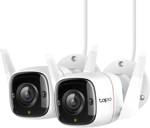 C310P2 2-Pack 2K Security Camera Outdoor Wired, Outdoor Camera No Monthly Fee, AI Detection, Advanced Night Vision, Two-Way Talk, IP66 Weatherproof, Works with Alexa & Google 2K 3MP 2 Pack