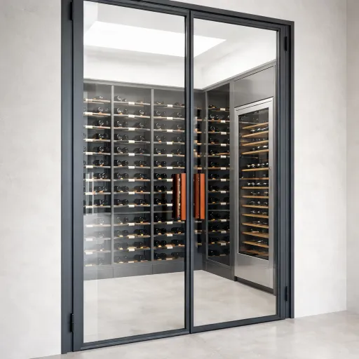 Elegant glass wine cellar doors for refined wine rooms