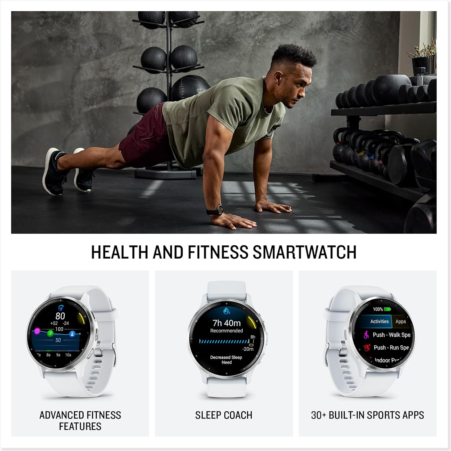 Garmin Venu 3, 45mm GPS smartwatch, AMOLED touchscreen, all-day advanced health & fitness features, voice functionality, music storage, wellness smartwatch with up to 14 days battery life, Black Black 45 mm Modern, Sporty