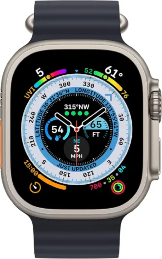 Apple Watch Ultra (GPS + Cellular, 49mm) Titanium Case with Midnight Ocean Band - One Size(Renewed) Ocean Band Midnight One size - fits 130–200mm wrists