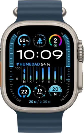 Apple Watch Ultra 2 [GPS + Cellular, 49MM] Titanium Case with Blue Ocean Band - One Size(Renewed)