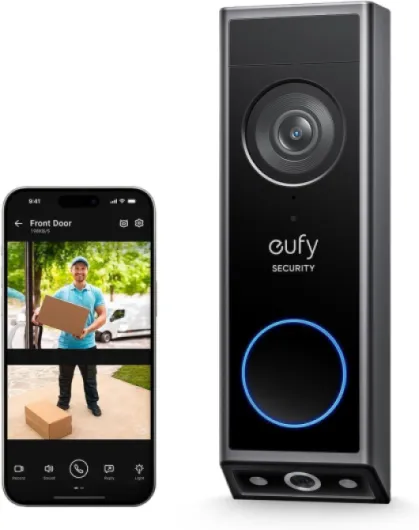 Video Doorbell Camera E340 (Wired/Battery Powered) withChime 2, Dual Cameras with Delivery Guard, 2K Full HD and Color Night Vision6500 mAh Rechargeable Battery, No Monthly Fee