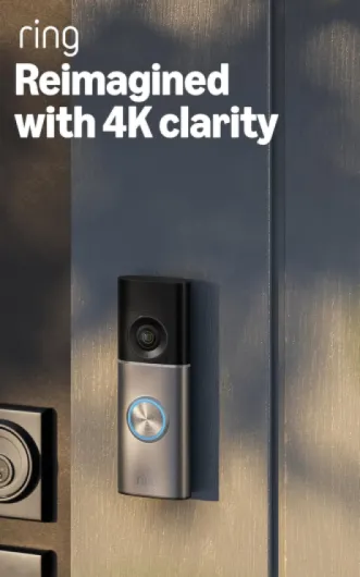 Wired Video Doorbell Pro (Power Over Ethernet, newest gen) - Video Doorbell Camera - Retinal 4K - 10x Enhanced Zoom - Wide Field of View - 30-day free trial of Ring Subscription Plan