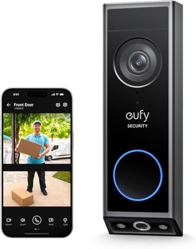 Video Doorbell E340 Dual Cameras with SoloCam S340 Dual Cameras Solar Security Camera, Delivery Guard 2K Full HD Wireless Video Doorbell Camera, Battery Powered,Colour Night Vision