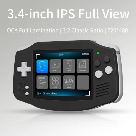 RG 34XX Retro Handheld Game Console Linux 64-bit 3.4 inch IPS Screen 32+64G Card RG 34XX Portable Retro Gaming Console 5000+ Preloaded Games 3500mAh Battery Compatible with WiFi HDMI Bluetooth Black