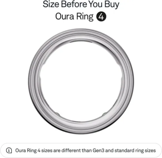 Ring 4 - Silver - Size 8 - Smart Ring - Sleep Tracking Wearable - Heart Rate - Fitness Tracker - Up to 8 Days Battery Life Silver 8