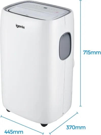 9000 BTU 4-in-1 Portable Air Conditioner White, Cooling & Heating Fan Dehumidifier, A Rated, 18m² Coverage, 24hr Timer, IGAC03009W 9000 BTU + Heating Function