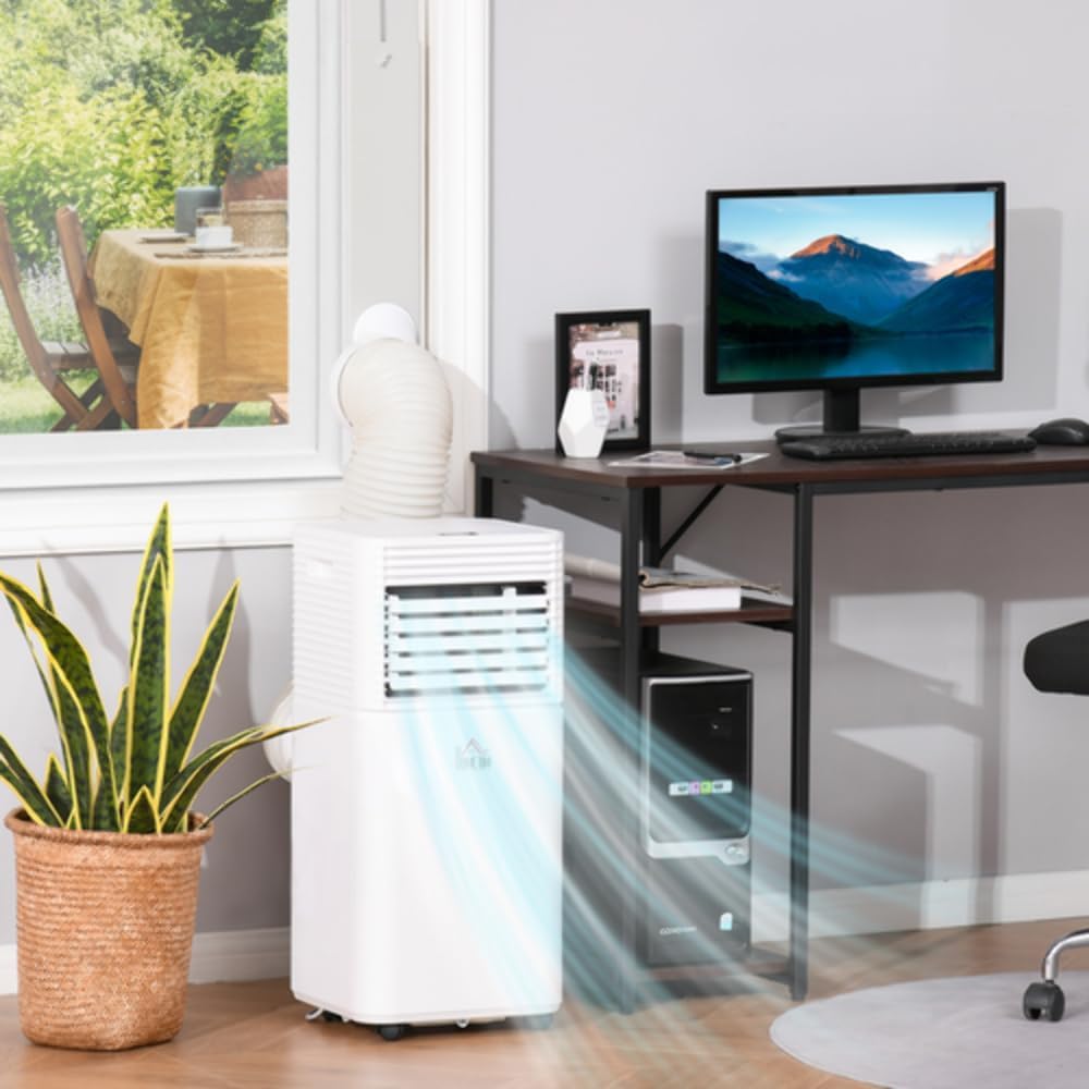 Portable Air Conditioner 9000 BTU, 4-in-1 Mobile Air Conditioning Unit with Cool, Fan, Dehumidifier & Sleep Mode, LED Display, Remote Control, 24H Timer, Window Kit, 1122W for Rooms up to 28㎡ 9000BTU and 1122W