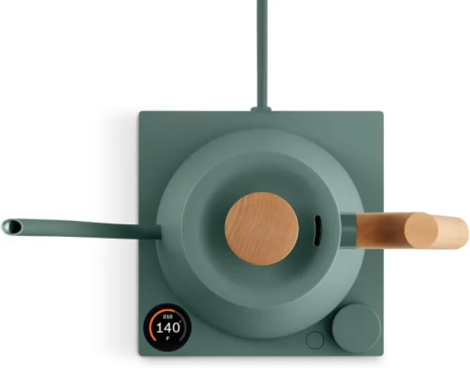 Stagg EKG Electric Gooseneck Kettle - Pour-Over Coffee and Tea Pot, Stainless Steel, Quick Heating, Smoke Green with Maple Wood Handle, 0.9 Liter Stagg EKG Smoke Green With Maple Handle