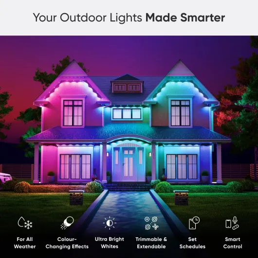 Matter Smart Permanent Outdoor Wall Lights Starter Kit (15M), RGBICW Addressable LEDs, Set Schedules, Music Sync, Dynamic Scenes, App & Voice Control (Works with Alexa, Apple) IP67 Waterproof