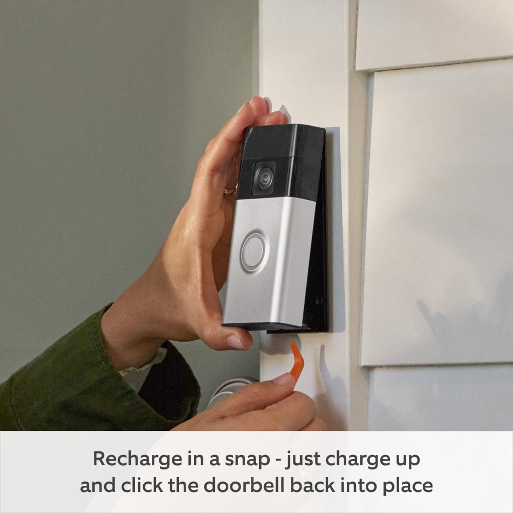 Battery Video Doorbell (2024 release) + No Drill Mount - DIY Wireless Doorbell Security Camera - Head-To-Toe View, Easy installation (5min) - 30-day free trial of Ring Home