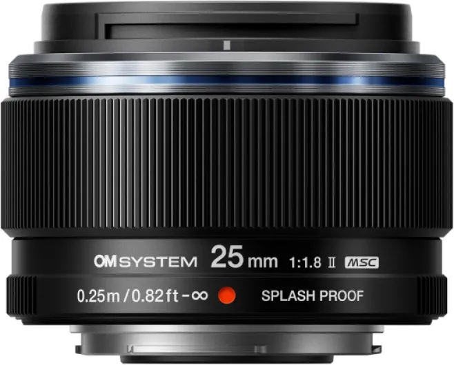 M.Zuiko Digital 25 mm F1.8 II Lens, Fast Fixed Focal Length for Micro Four Thirds System Cameras (Olympus OM-D and PEN, Panasonic G-Series), Black