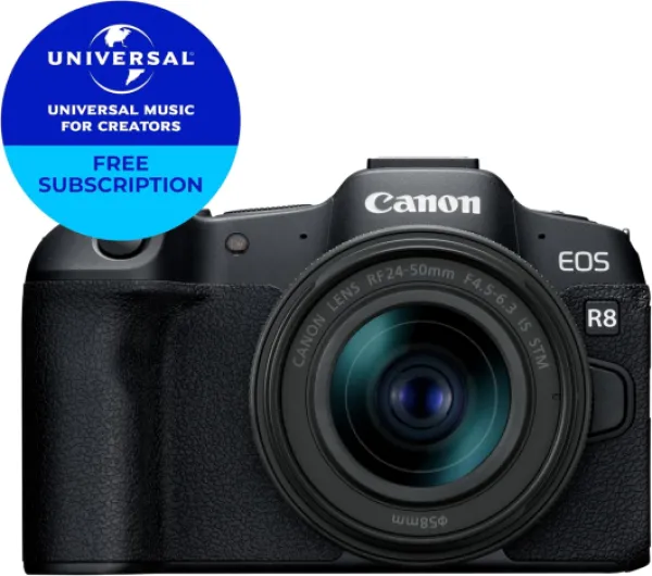 Canon EOS R8 + RF 24-50mm - Mirrorless Digital Camera - 24.2 MP Full-Frame CMOS Sensor - Dual Pixel CMOS AF II - UVC/UAC Compatible