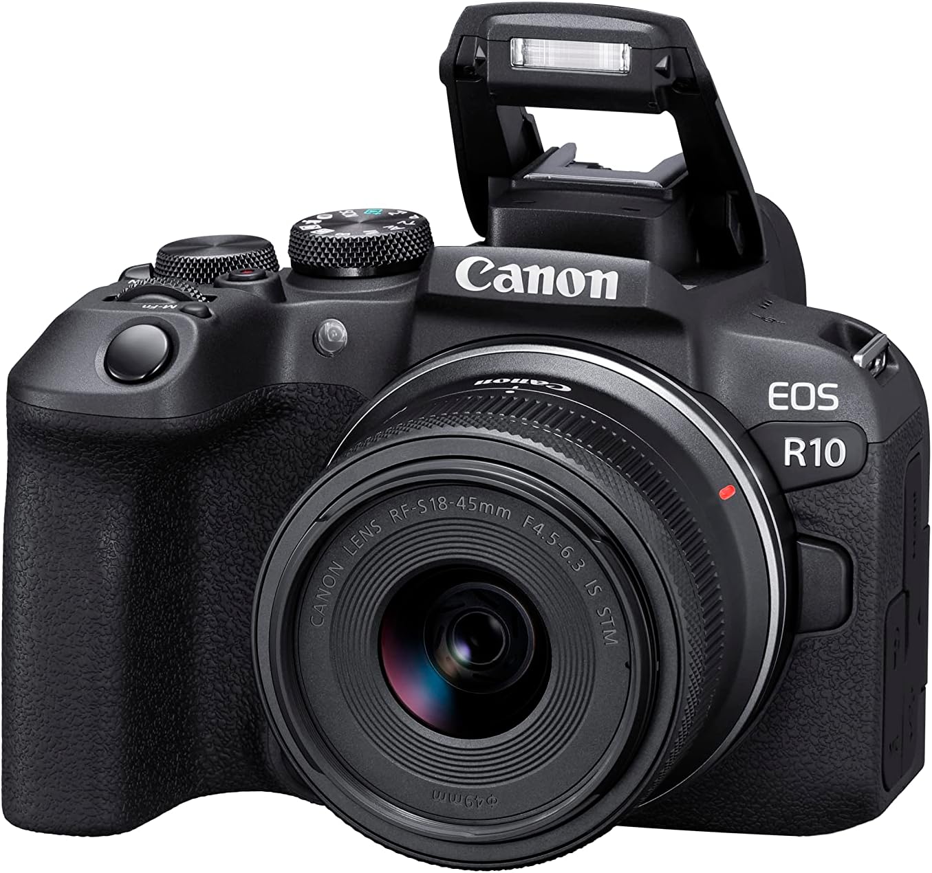 Canon EOS R10 + RF-S 18-45mm IS STM Lens - Compact Mirrorless Digital Camera - 24.2 MP, Dual Pixel CMOS AF II - 4K up to 60p - 23 FPS Continuous Shooting - Face & Eye Detection - Bluetooth, Wi-Fi EOS R10 + RF-S 18-45mm Single