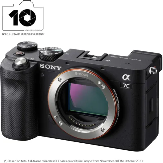 Sony Alpha 7 C - Full-frame Mirrorless Interchangeable Lens Camera (Compact and Lightweight, Real-time Autofocus System, 24.2 Megapixels, 5-Axis Stabilisation System, Large Battery Capacity) - Black Black Camera Body Only