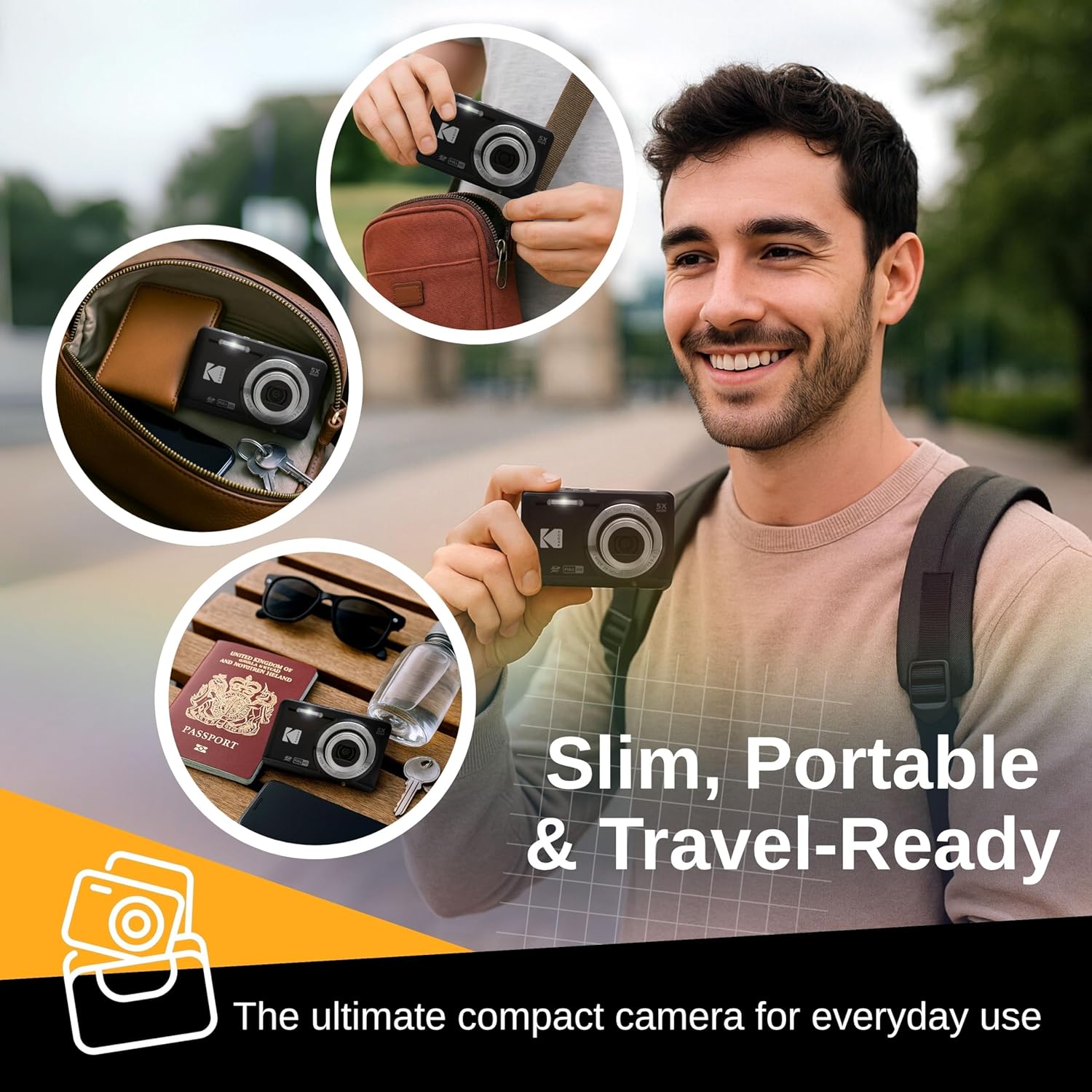 Digital Camera Set Bundle with Kodak Pixpro FZ55 Black Compact Digital Camera, 32gb SD Card, and Clikoze Cleaning Cloth