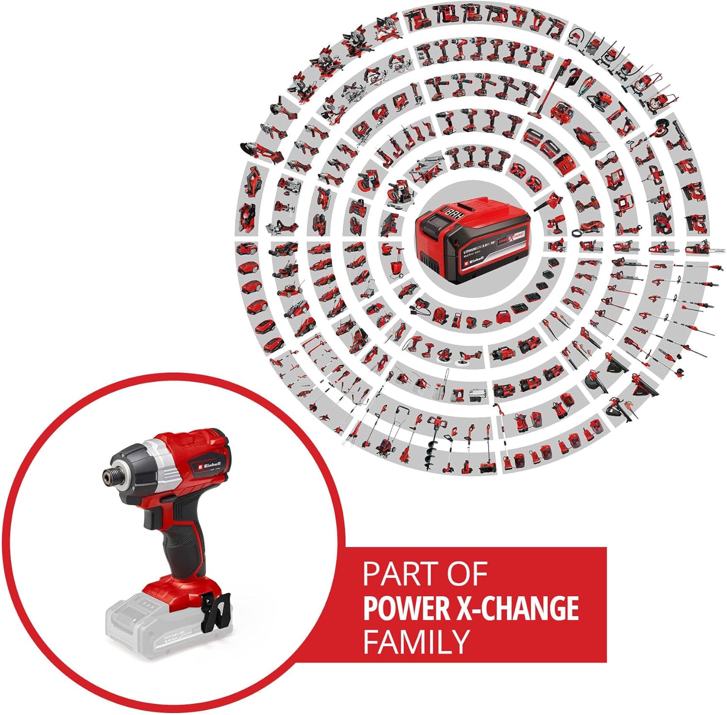 Power X-Change 180Nm Cordless Impact Driver - Brushless Motor, 18V, 2900 RPM, 1/4" Hex Bit Mount, LED Light - TP-CI 18 Li Solo Battery Powered Impact Drill (Battery Not Included) Drill Only