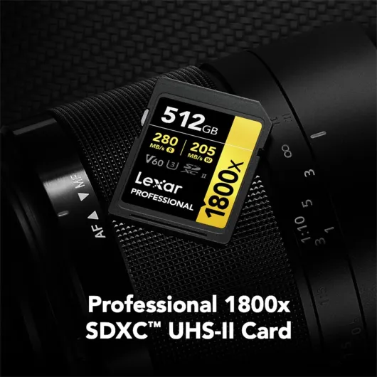 Professional 512GB 1800x SDXC 270MB/s UHS-II Gold SD Memory Card