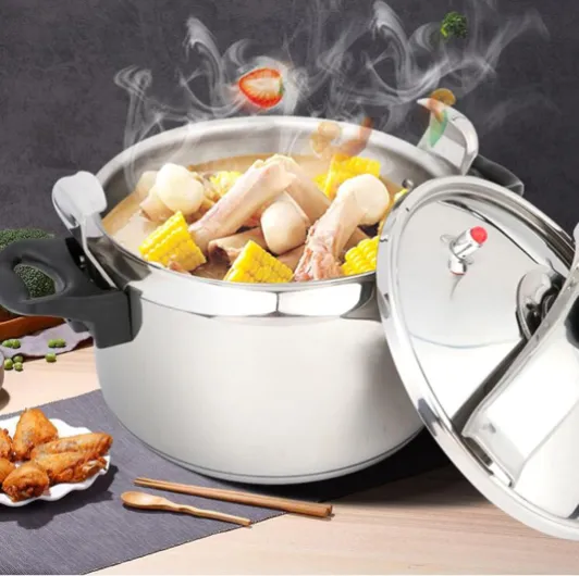 40 litre commercial very large pressure canners,stainless steel multi explosion proof steamer cooking pressure cookers,Suitable for large hotels kitchens,Gas stove,induction cooker,Open flame Silver 40 litres
