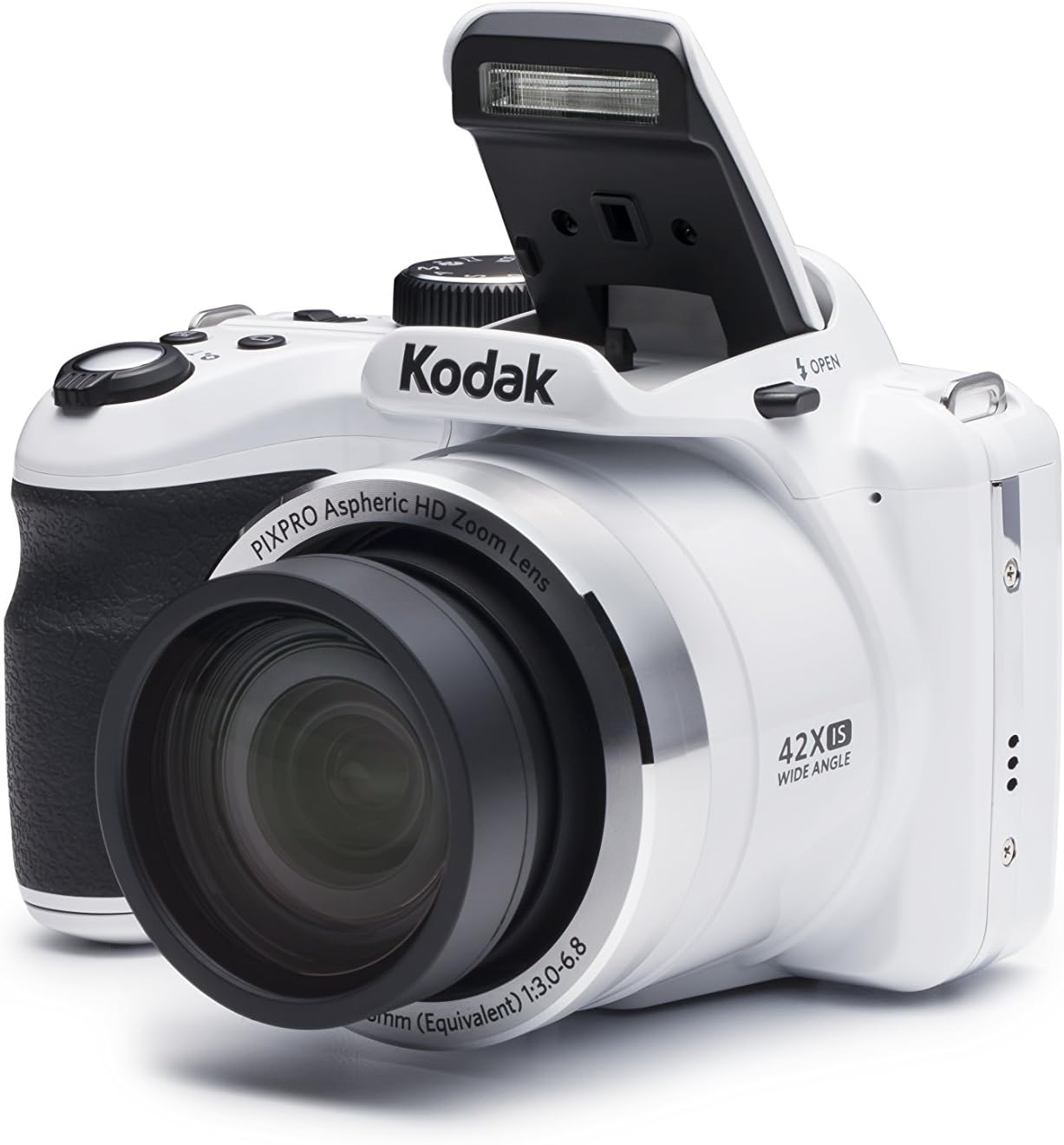 KODAK Pixpro AZ422 - 20 MP Digital Bridge Camera, 42X Optical Zoom, 24mm Wide Angle, 720p HD Video, Optical Image Stabilizer (OIS), Built-in Flash, 3-Inch LCD Screen, Li-ion Battery - White (Renewed)