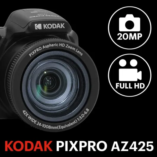 Digital Bridge Pack Pixpro Astro Zoom AZ425 + 32GB SDHC Card – 20MP Camera, 42X Zoom, Wide Angle, 3" LCD Screen, Full HD 1080p Video, Li-ion Battery – Black Black Camera + SD card