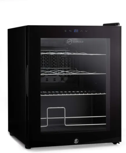 Viva16 LED – Table-Top Wine Fridge Black - 3-18°C - Wine Cooler - LED + Lock & Key - Glass Door Drinks Cellar - Single-Zone (16 Bottle)