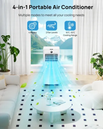 Air Conditioning Unit 9000BTU, Portable Air Conditioner with Installation Kit, 2 Control Ways, Low Energy, Timer, Digital Display, 4 IN 1 Ventilation Conditioning Cooling Fan for Home, Large Room