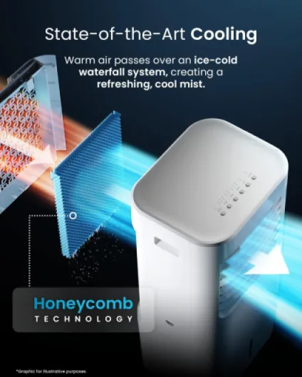 4-in-1 Air Cooler with 10 Litre Capacity, Remote Control, 3 Fan Speeds & LED Display - Powerful Evaporative Air Cooler with Built-in 7.5 Hour Timer & Automatic Oscillation for Home & Office 10L - Larger Unit + Remote + 2 Cooling Packs