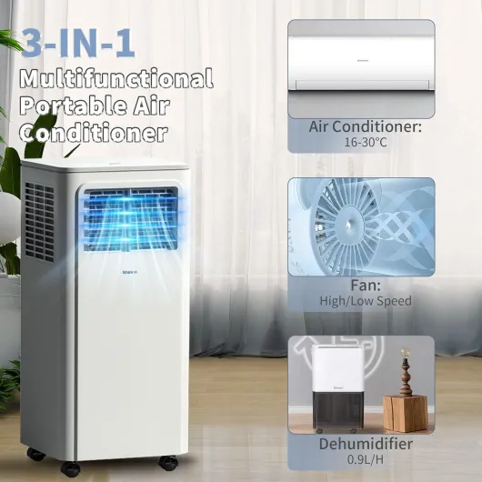Portable Air Conditioner, 9000 BTU 2,6kW, Cooling, Dehumidifier, Fan, Sleep Mode, For Max 18㎡, Remote Control, 24h Timer, Window Kits [Energy Class A]