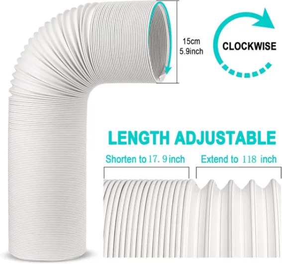 Portable 6 Inch 150mm Diameter Replacement Long Ac Air Conditioner Conditioning Unit Replacement Tubes Vent Flexible Con Exhaust A/C Universal Aircon Hose Exhaust Extension Duct Clockwise &300cm Clockwise & Length 300cm
