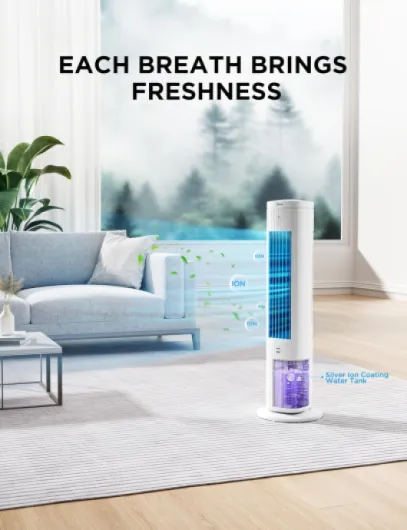 5L Air Cooler, 3-in-1 Portable Air Conditioner with Remote Control, 3 Speeds & 75° Automatic Oscillation, 7H Timer, Low Noise - Cooling Tower Fan and Humidification for Home, Office, Bedroom Standing 45W 5L White