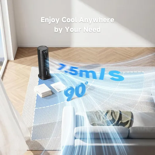 Portable Air Conditioner, Air Cooler with 4 Fan Speeds, Remote Control & 90°Oscillating Storm Mode 1000ML Tower Fan 2-10 Hour Timer Quiet Mini Air Conditioning for Office, Bedroom(Carbon Black)