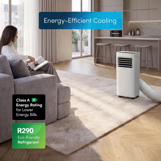 Air Conditioner 9000 BTU, 4-in-1 Portable Air Conditioning Unit, Dehumidifier, Cooling Fan with 2 Fan Speeds, Digital Display, Remote Control, 24 Hour Timer & Dual Window Venting Kit