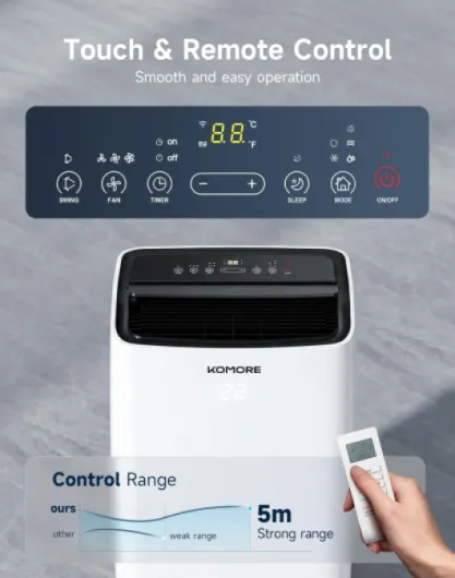 Portable Air Conditioner 12000 BTU, 5-in-1 Air Conditioning Unit, Smart WIFI App Control with Heat, Cooling, Fan, Dehumidifier, Auto Mode, Sleep Mode with 24H Timer, Remote Control, Window Kit 12000 BTU+Heat